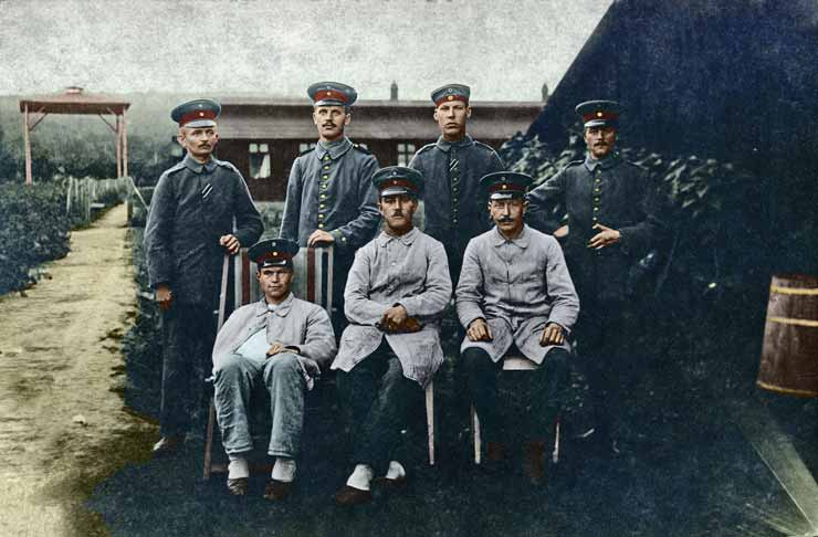 Koloration eines historischen Fotos Lazarett 1. Weltkrieg
